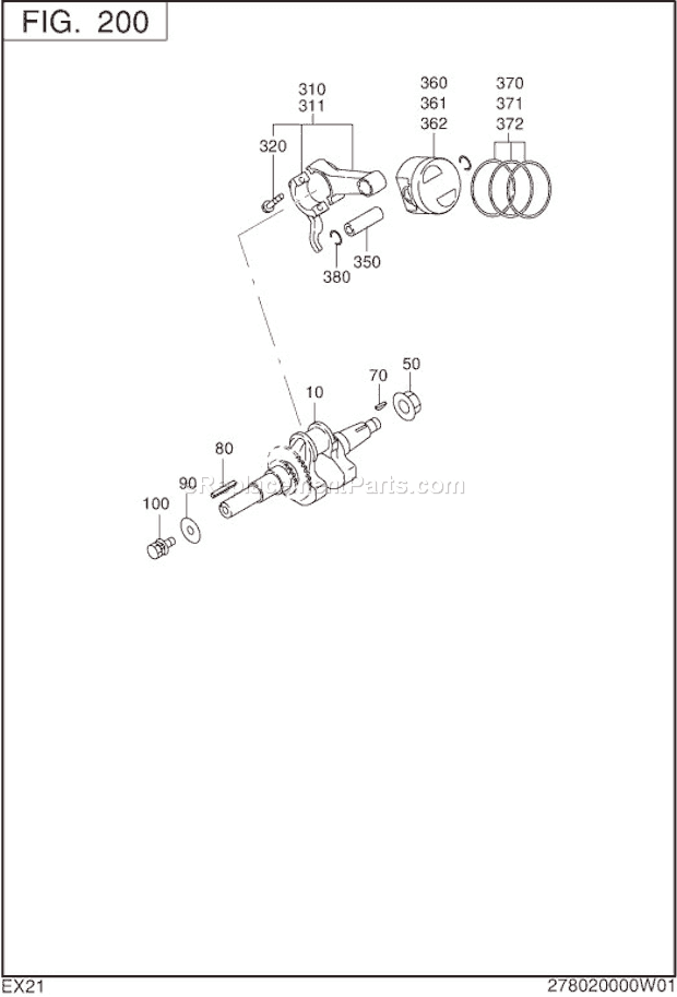 Subaru / Robin EX210D20092 Engine Crankshaft,Piston Diagram