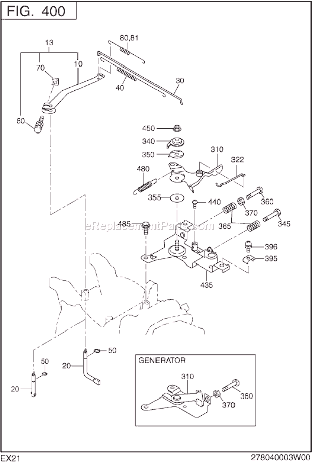 Subaru / Robin EX210D20370 Engine Governor Operation Diagram
