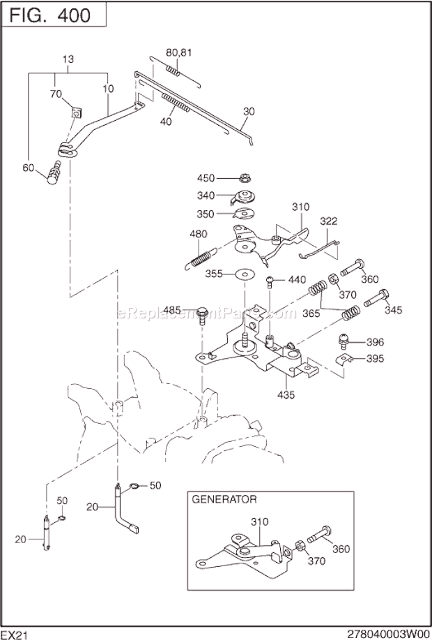 Subaru / Robin EX210D50081 Engine Governor,Operation Diagram