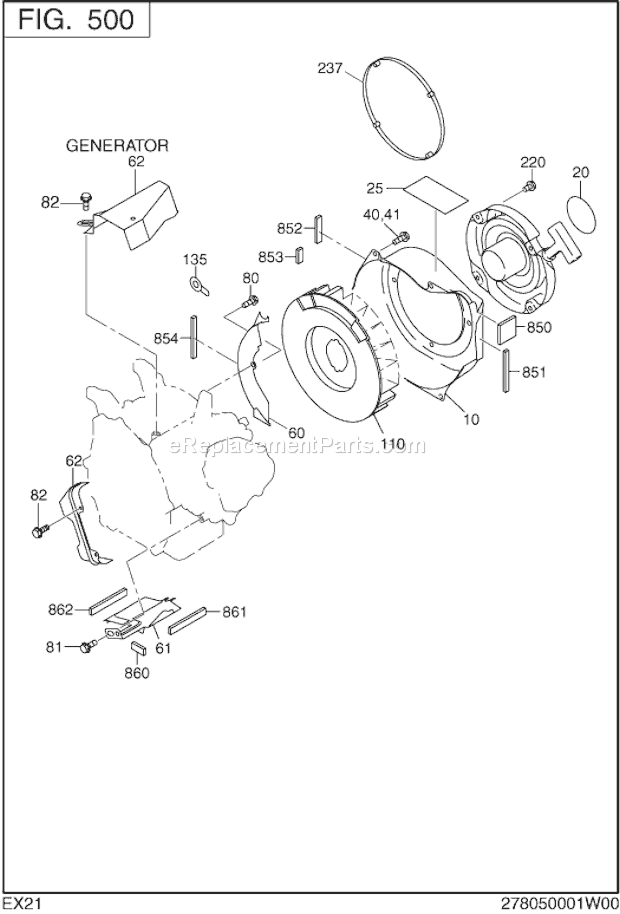 Subaru / Robin EX210D50081 Engine Cooling,Starting Diagram