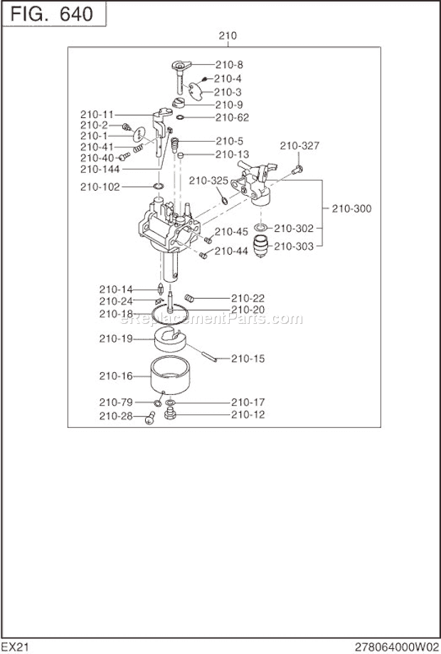 Subaru / Robin EX210D52290 Engine Fuel Lubricant Diagram