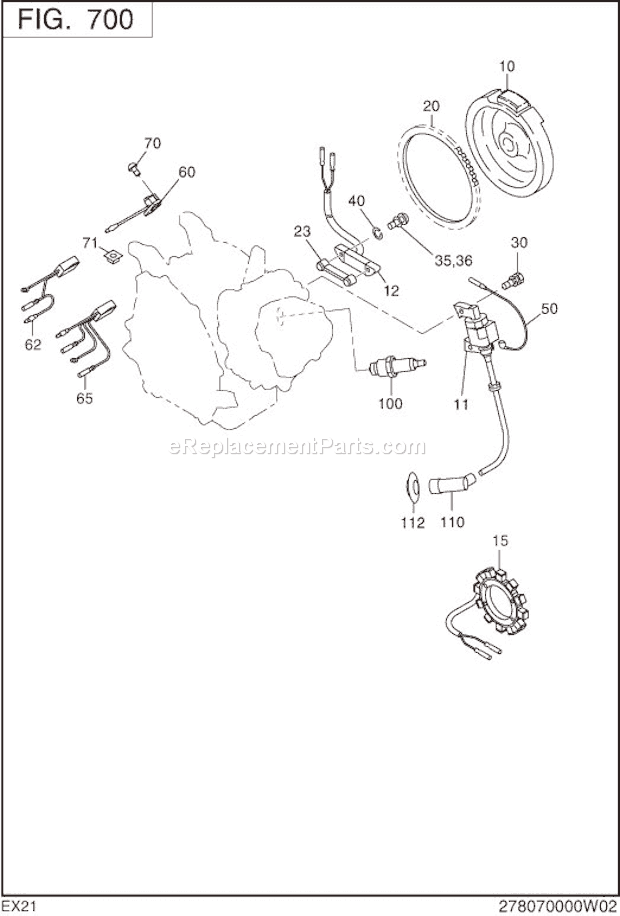 Subaru / Robin EX210DM2060 Engine Electric Device Diagram