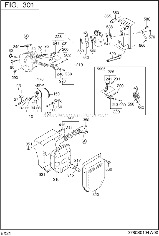 Subaru / Robin EX210DM2110 Engine Intake Exhaust Diagram