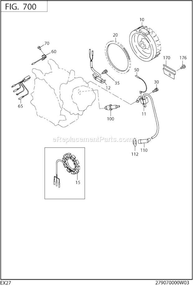 Subaru / Robin EX270D00010 Engine Electric Device Diagram