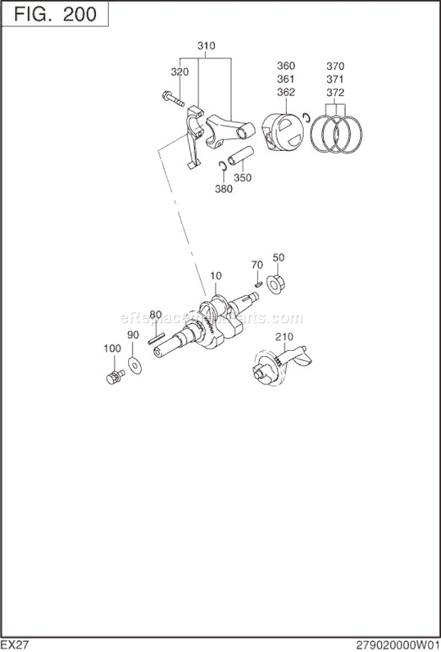 Subaru / Robin EX270D00071 Engine Crankshaft,Piston Diagram