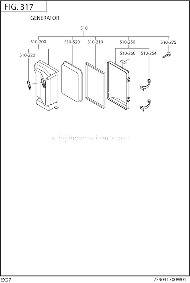 Subaru / Robin EX270D20250 Engine Intake Exhaust Diagram