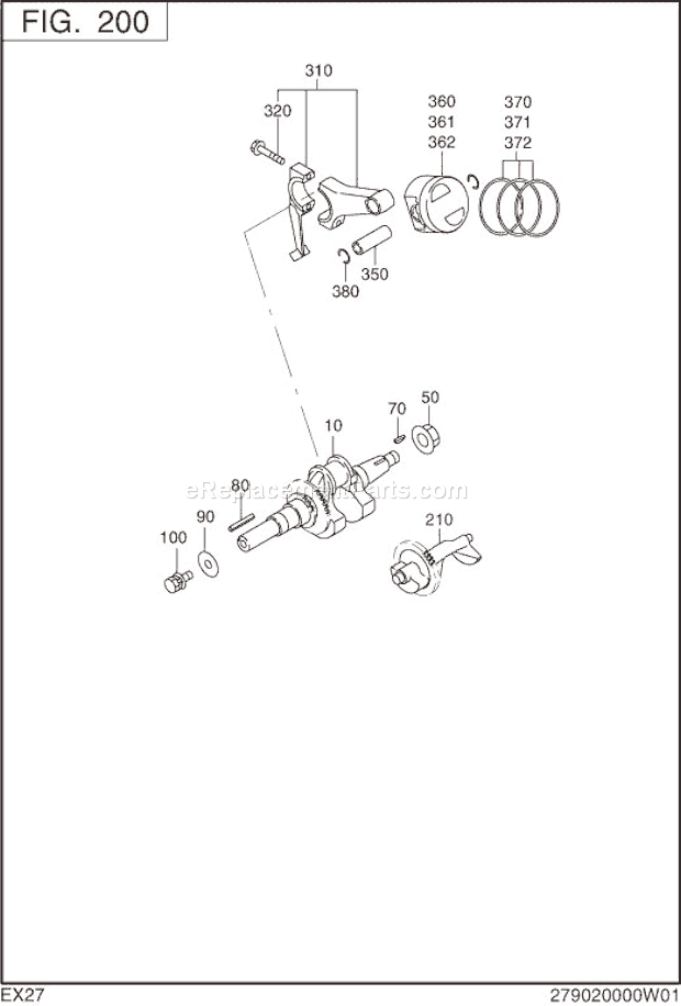 Subaru / Robin EX270D40011 Engine Crankshaft,Piston Diagram