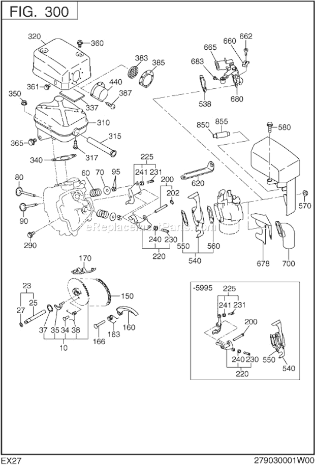 Subaru / Robin EX270D40020 Engine Intake Exhaust Diagram
