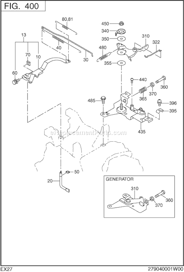 Subaru / Robin EX270D50001 Engine Governor Operation Diagram