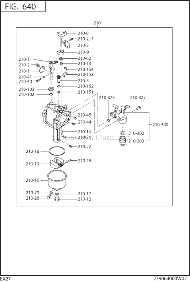 Subaru / Robin EX270D50040 Carburetor Diagram