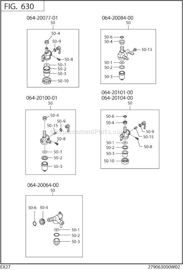 Subaru / Robin EX270D52080 Engine Fuel Strainer Diagram