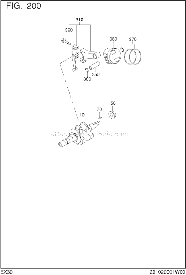 Subaru / Robin EX300D20110 Engine Crankshaft,Piston Diagram