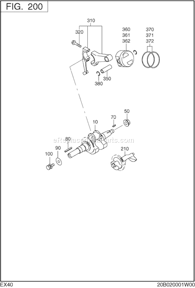 Subaru / Robin EX400DS2090 Engine Crankshaft,Piston Diagram