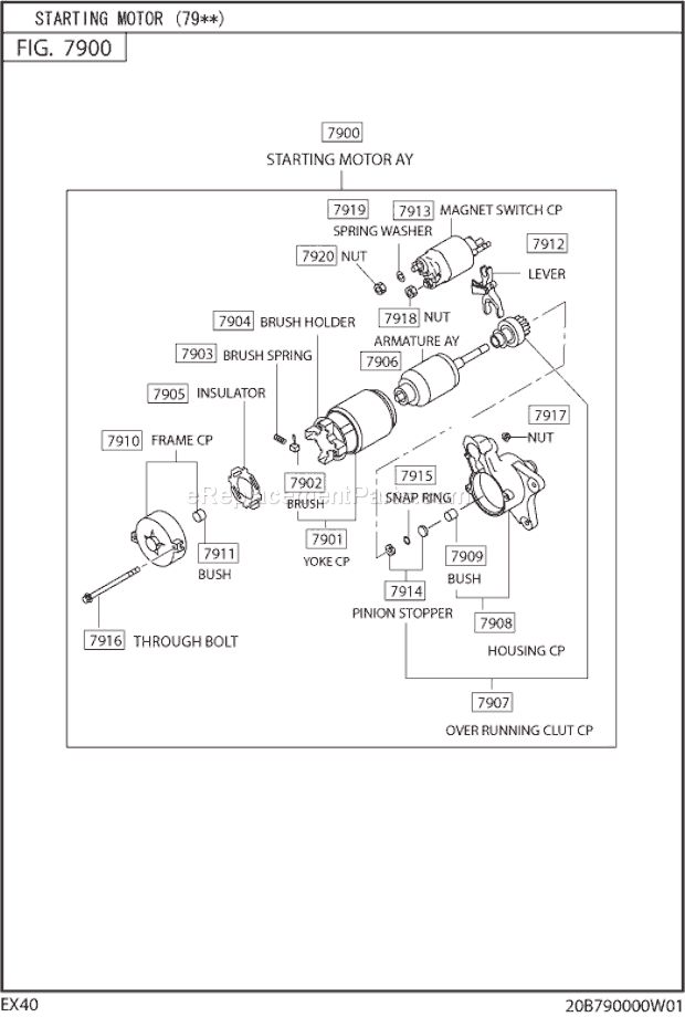 Subaru / Robin EX400DS5250 Engine Starting Mortor Diagram