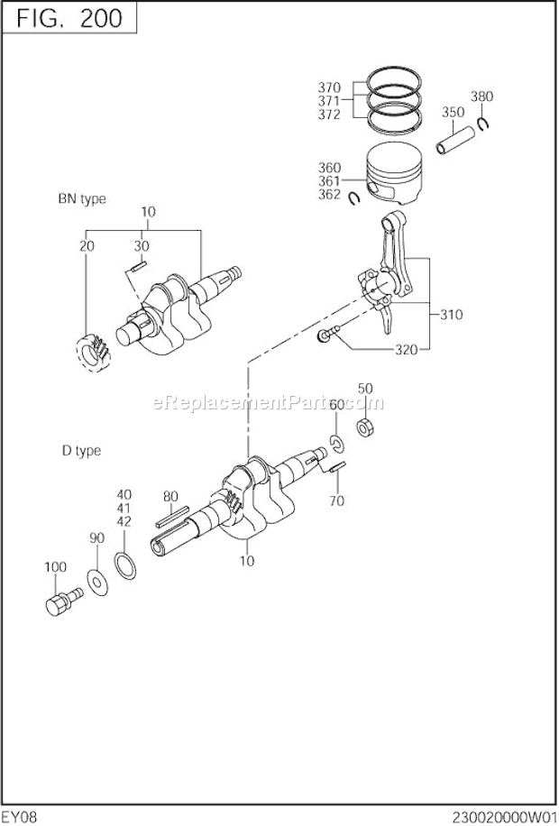 Subaru / Robin EY080D60150 Small Engine Crankshaft,Piston Diagram