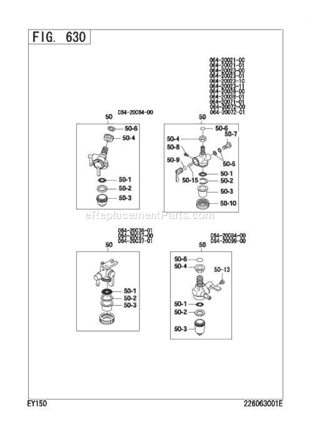 Subaru / Robin EY150BB0250 Engine Page H Diagram