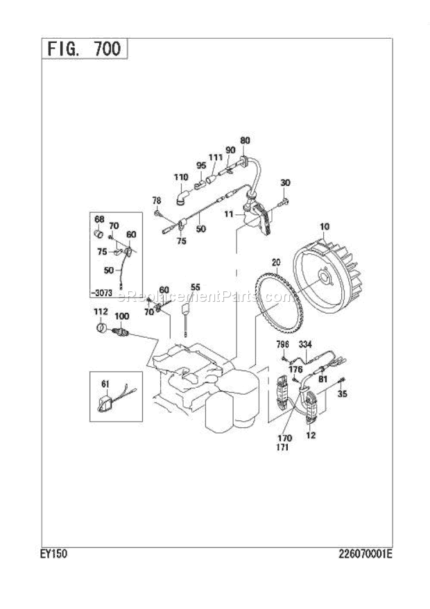 Subaru / Robin EY150D10390 Engine Electric Device Grou Diagram