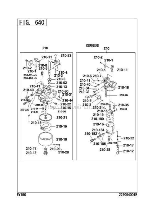 Subaru / Robin EY150D12140 Engine Carburetor Diagram