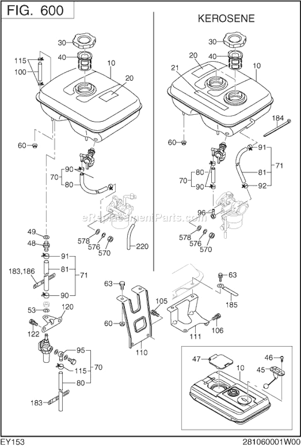 Subaru / Robin EY153D10000 Engine Page H Diagram