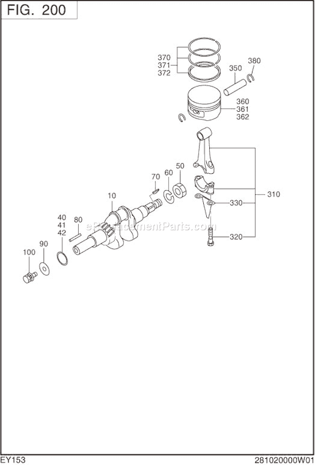 Subaru / Robin EY153D40010 Engine Crankshaft,Piston Diagram