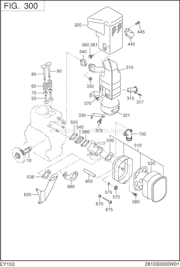 Subaru / Robin EY153D40010 Engine Intake Exhaust Diagram