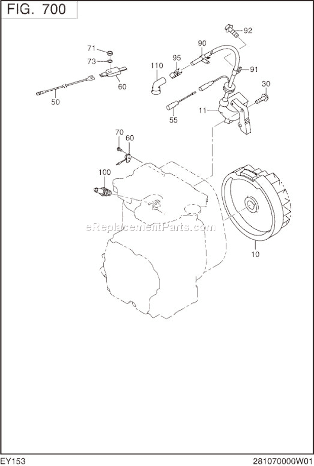 Subaru / Robin EY153YD0030 Engine Page K Diagram