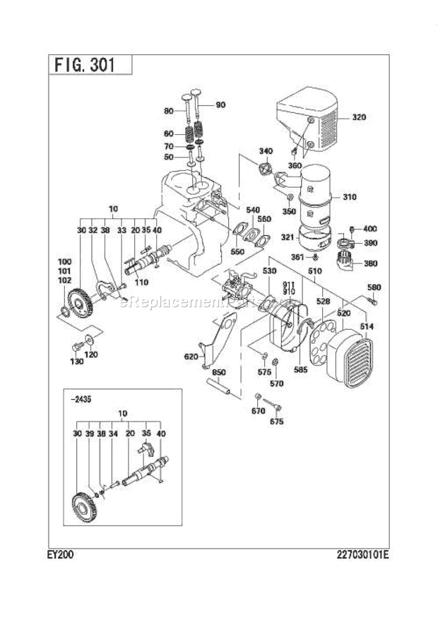 Subaru / Robin EY200BB7110 Engine Intake,Exhaust Group Diagram