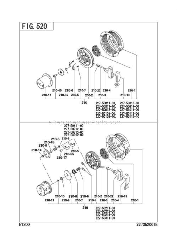 Subaru / Robin EY200D25520 Engine Recoil Starter Diagram