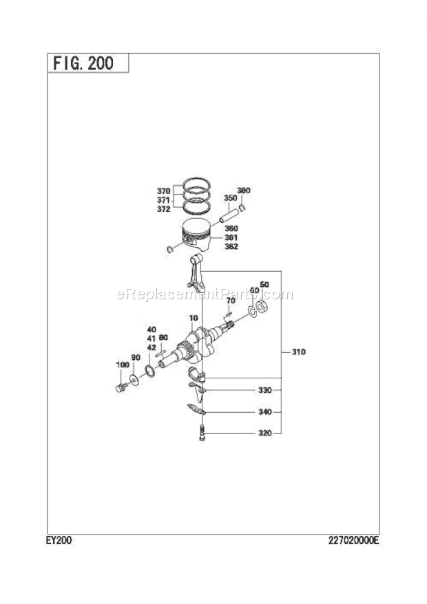 Subaru / Robin EY200D50020 Engine Crankshaft,Piston Gr Diagram