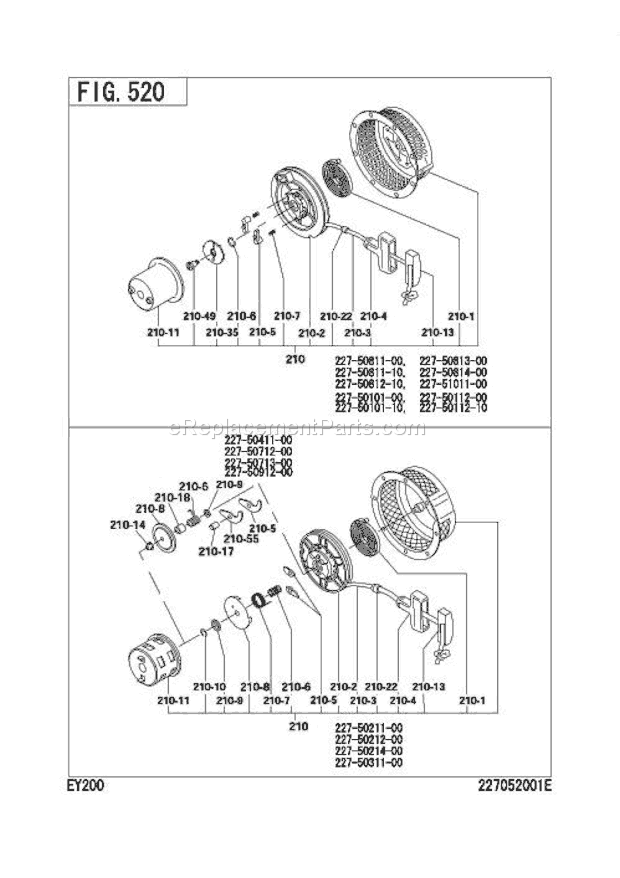 Subaru / Robin EY200DD3071 Engine Recoil Starter Diagram