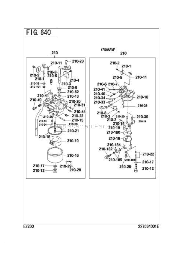Subaru / Robin EY200DD4250 Engine Carburetor Diagram