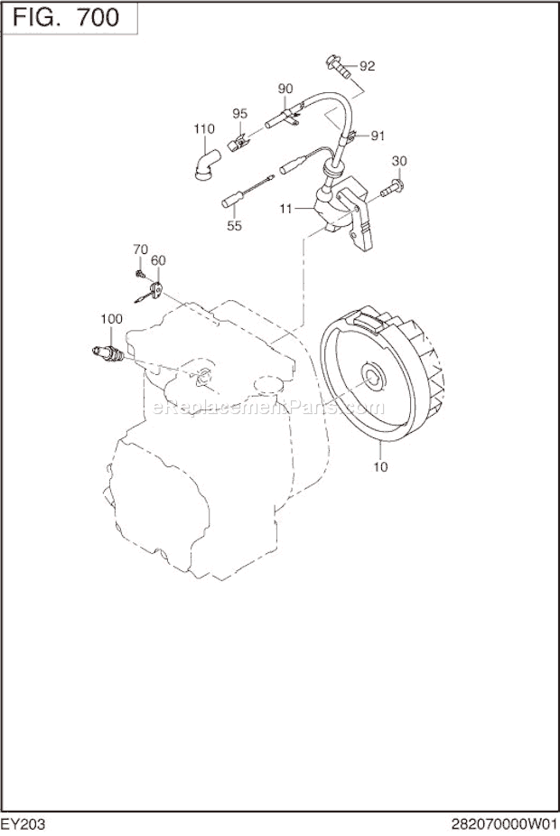 Subaru / Robin EY203D00380 Engine Electric Device Diagram