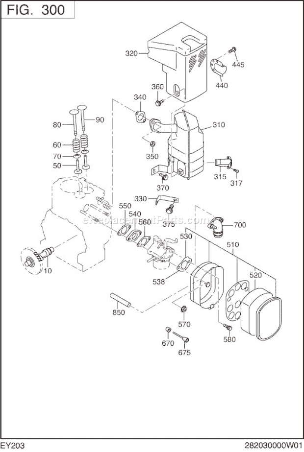 Subaru / Robin EY203D10000 Engine Intake Exhaust Diagram