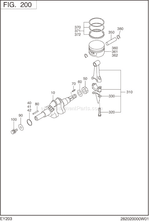 Subaru / Robin EY203D24500 Engine Crankshaft,Piston Diagram