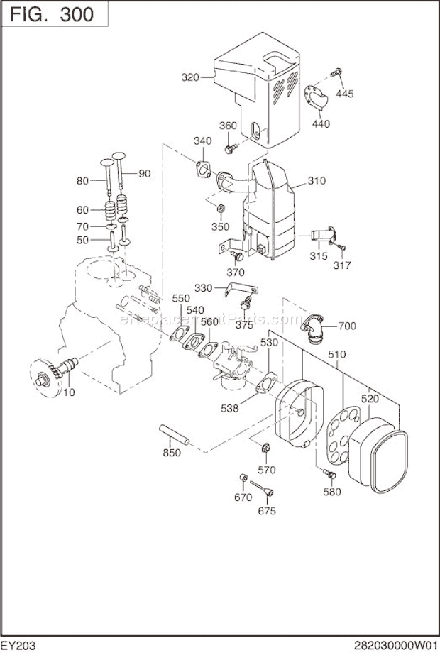 Subaru / Robin EY203DK0030 Engine Intake Exhaust Diagram