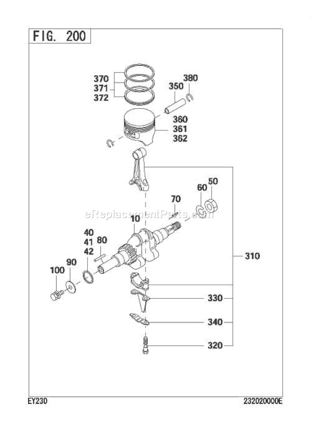 Subaru / Robin EY230DD2250 Engine Crank Piston Group Diagram