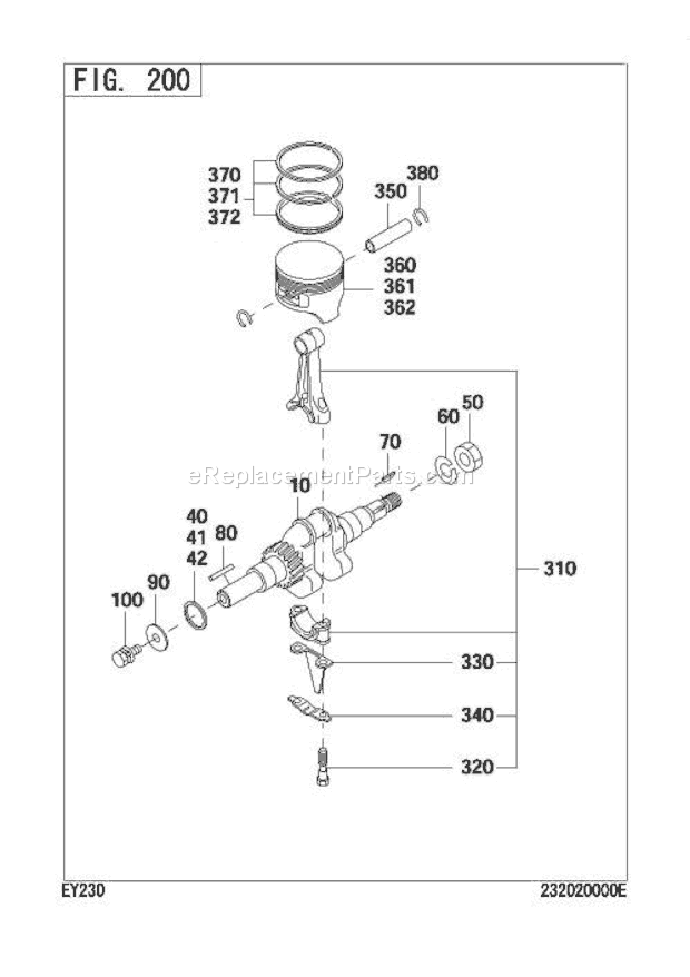 Subaru / Robin EY230DD3230 Engine Crank Piston Group Diagram