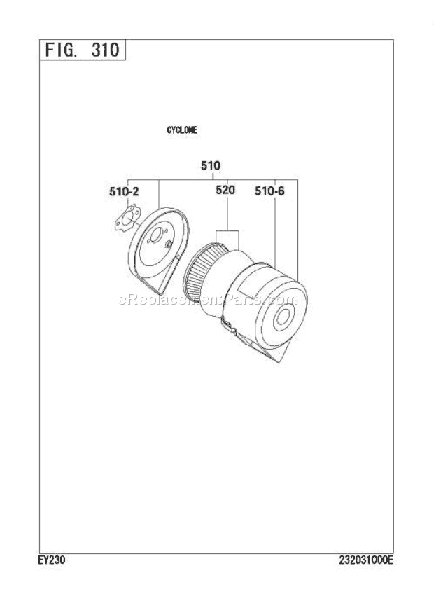 Subaru / Robin EY230DD5440 Engine Air Cleaner Ay Diagram