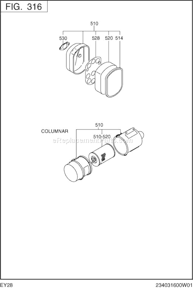 Subaru / Robin EY280B00010 Engine Page D Diagram