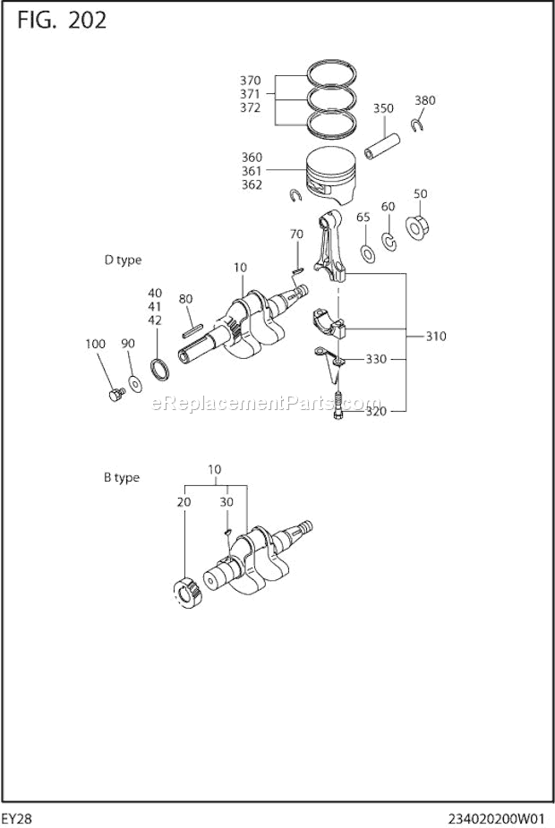 Subaru / Robin EY280B71901 Engine Crankshaft,Piston Diagram