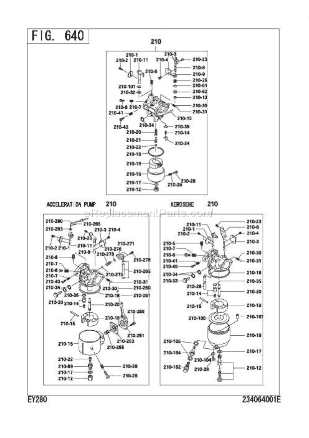 Subaru / Robin EY280B72130 Engine Carburetor Diagram
