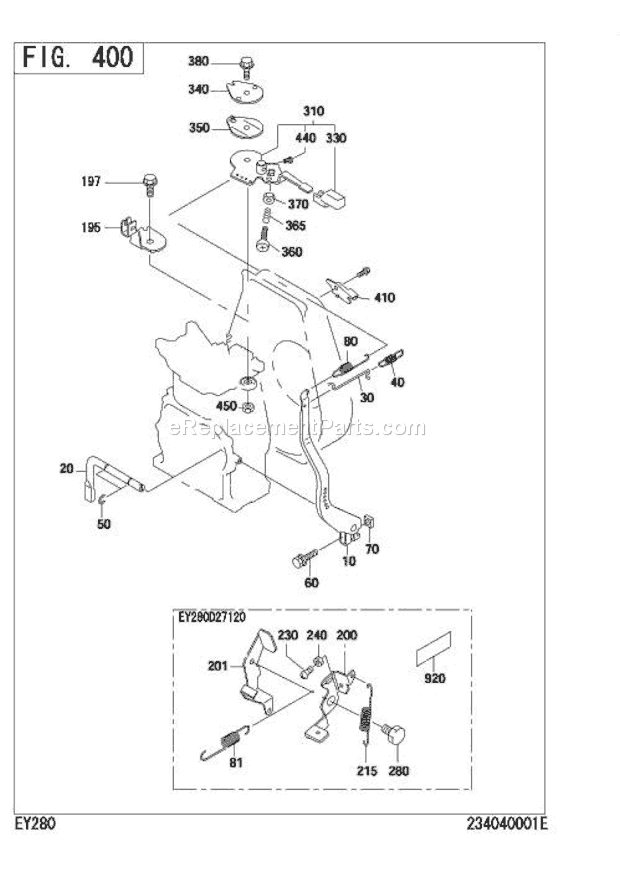 Subaru / Robin EY280D21000 Engine Governor,Operate Diagram