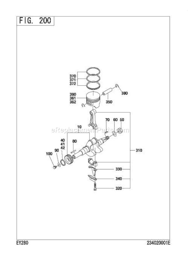 Subaru / Robin EY280D22710 Engine Crank,Piston Diagram