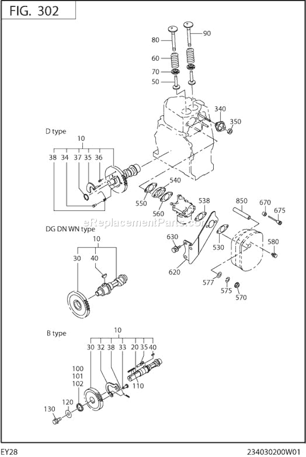 Subaru / Robin EY280D520J0 Engine Intake-Exhaust Diagram