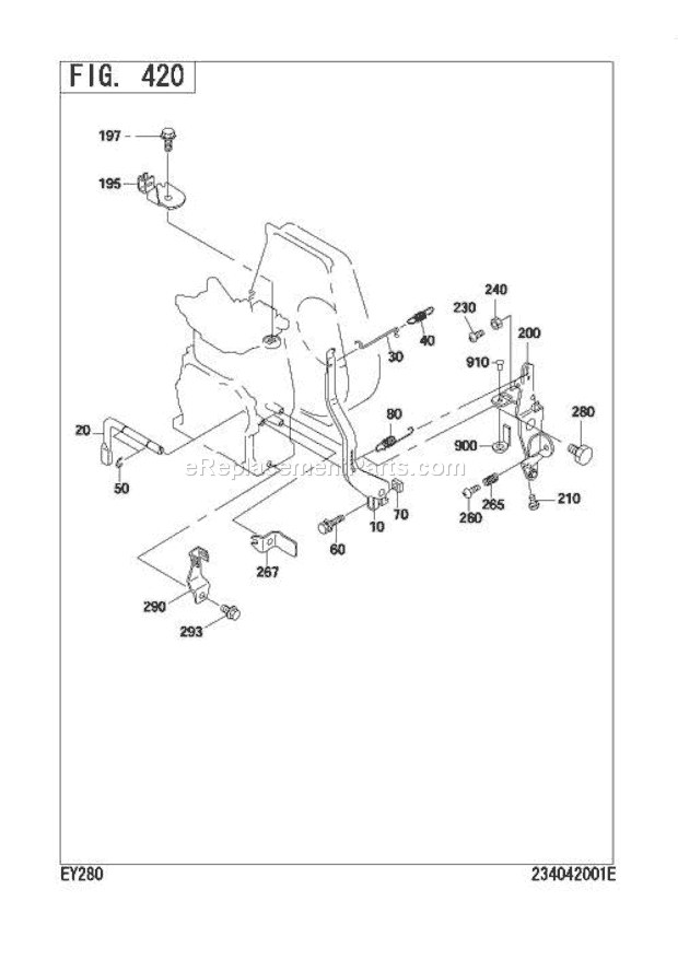 Subaru / Robin EY280D65720 Engine Governor,Operate Diagram