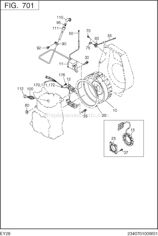 Subaru / Robin EY280DR4020 Engine Electric Device Diagram