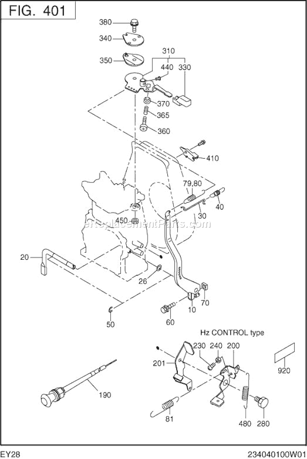 Subaru / Robin EY280DR4020 Engine Governor,Operation Diagram