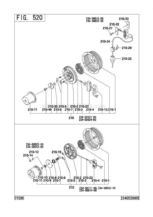 Subaru / Robin EY280YD1120 Engine Recoil Starter Diagram