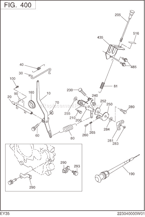 Subaru / Robin EY350BB7730 Engine Governor,Operation Diagram