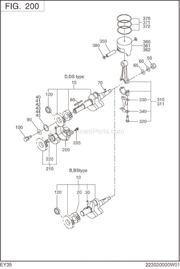 Subaru / Robin EY350DS7940 Engine Crankshaft,Piston Diagram